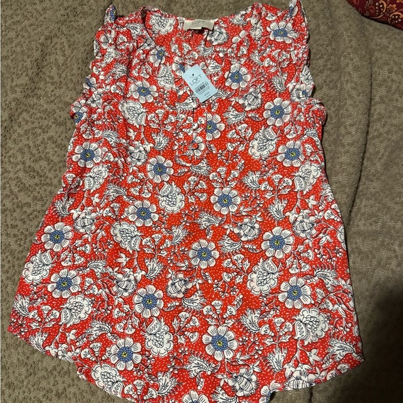 LOFT Tops - Floral Red Sleeveless Top nwt